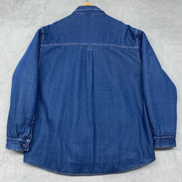 Craftsman Jacket Mens 2XL Blue Heavy Denim Canvas Work Barn Chore Flannel Lined - Picture 6 of 12